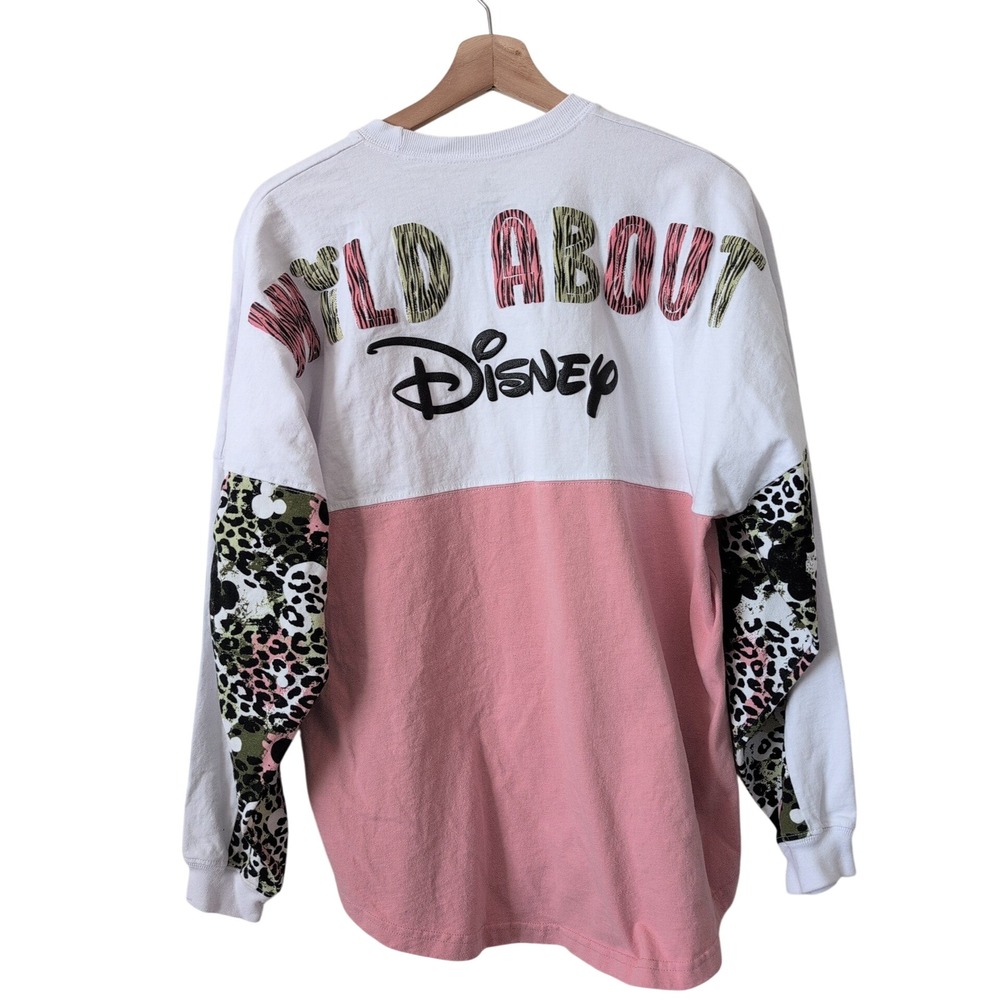 Disney Spirit Jersey Womens Medium Pink White Wild About Disney Leopard Print
